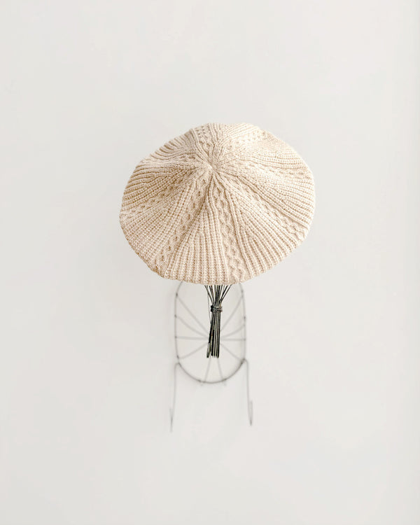 Hutton Knit Beret - Cream-Classic vintage inspired cream crochet ribbed knit beret-Adored Vintage